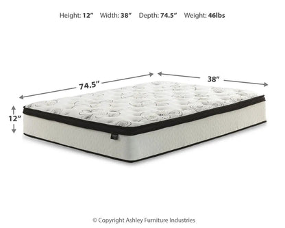 Chime 12 Inch Ultra Plush Hybrid Mattress by Unique Piece Furniture, white quilted top, 38in x 74.5in on Tampa Home & Garden Store