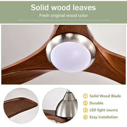 52-inch solid wood blade ceiling fan with light and remote, dark wood finish HouseOfZazla on Tampa Home & Garden Store