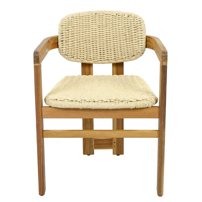 Outdoor Accent Armchairs Set of 2 in natural teak with woven rattan seats by HouseOfZazla on Tampa Home & Garden Store