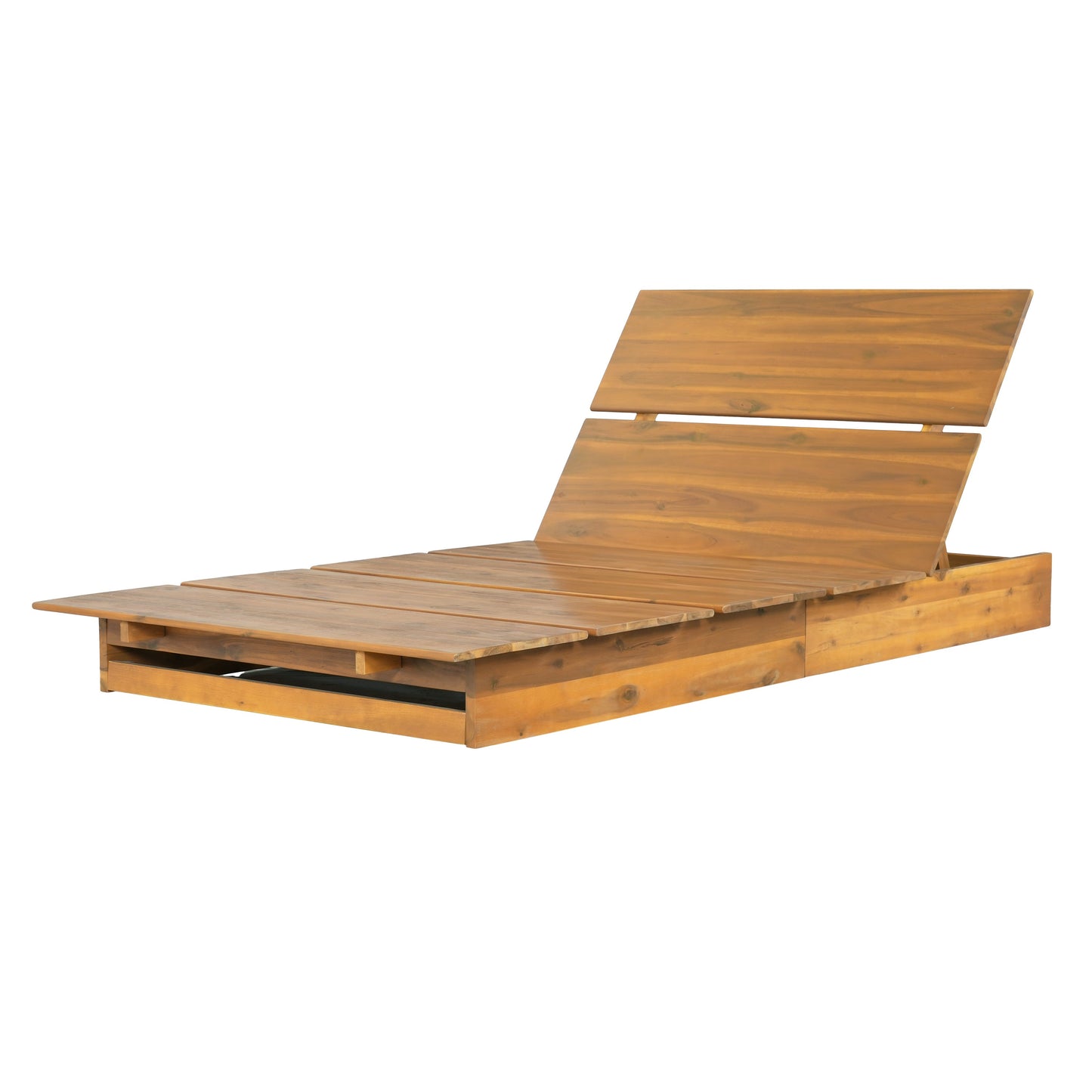 Teak Finish Acacia Wood Outdoor Chaise Lounge