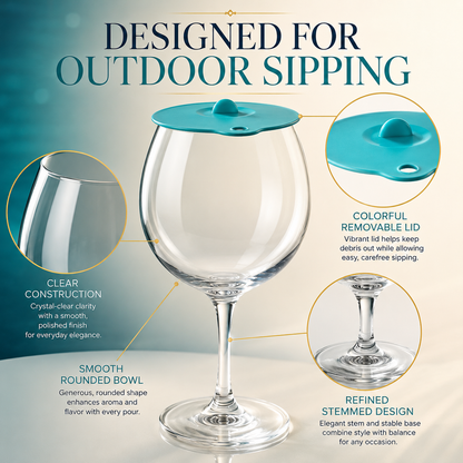 Floating Wine Glasses for Pool Set of 4 with Lids