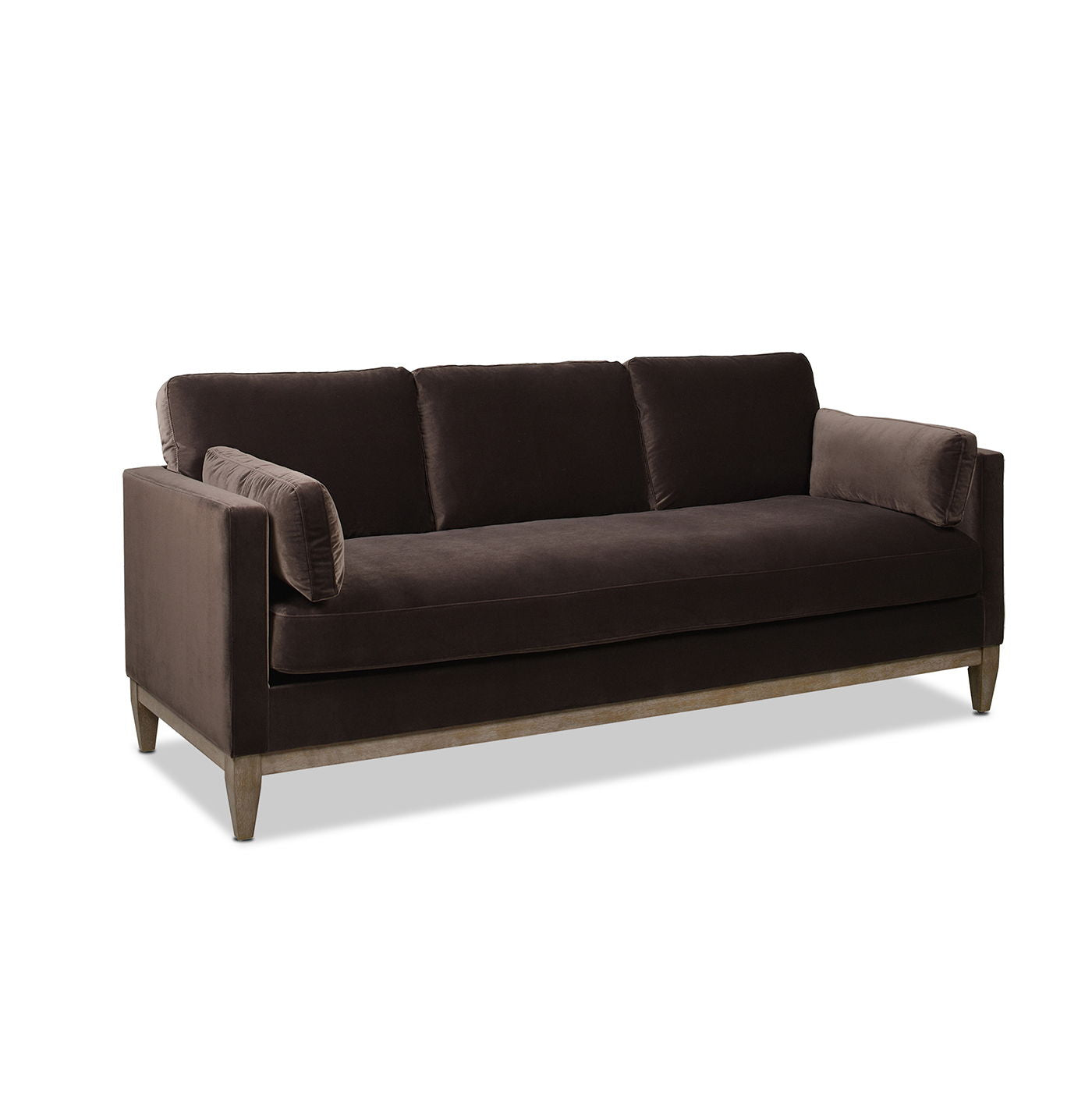 Knox Modern Farmhouse Sofa in dark brown velvet with 3 back cushions by HouseOfZazla on Tampa Home & Garden Store