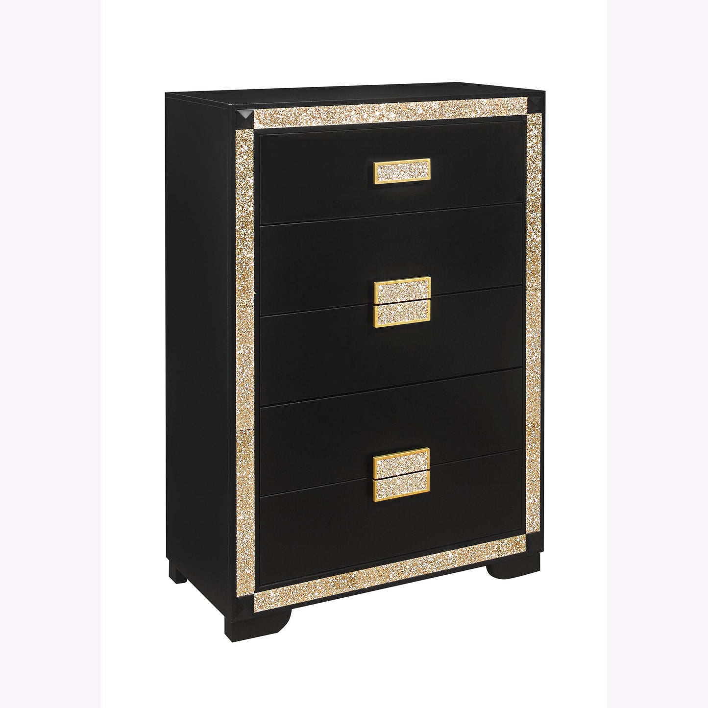 Black Chest With Glitter Detail And Bar Handle