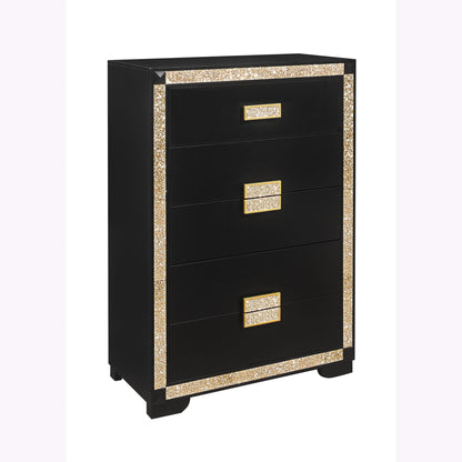 Black Chest With Glitter Detail And Bar Handle