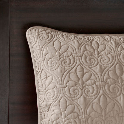 Reversible khaki quilt set with antimicrobial cotton filling, HouseOfZazla on Tampa Home & Garden Store