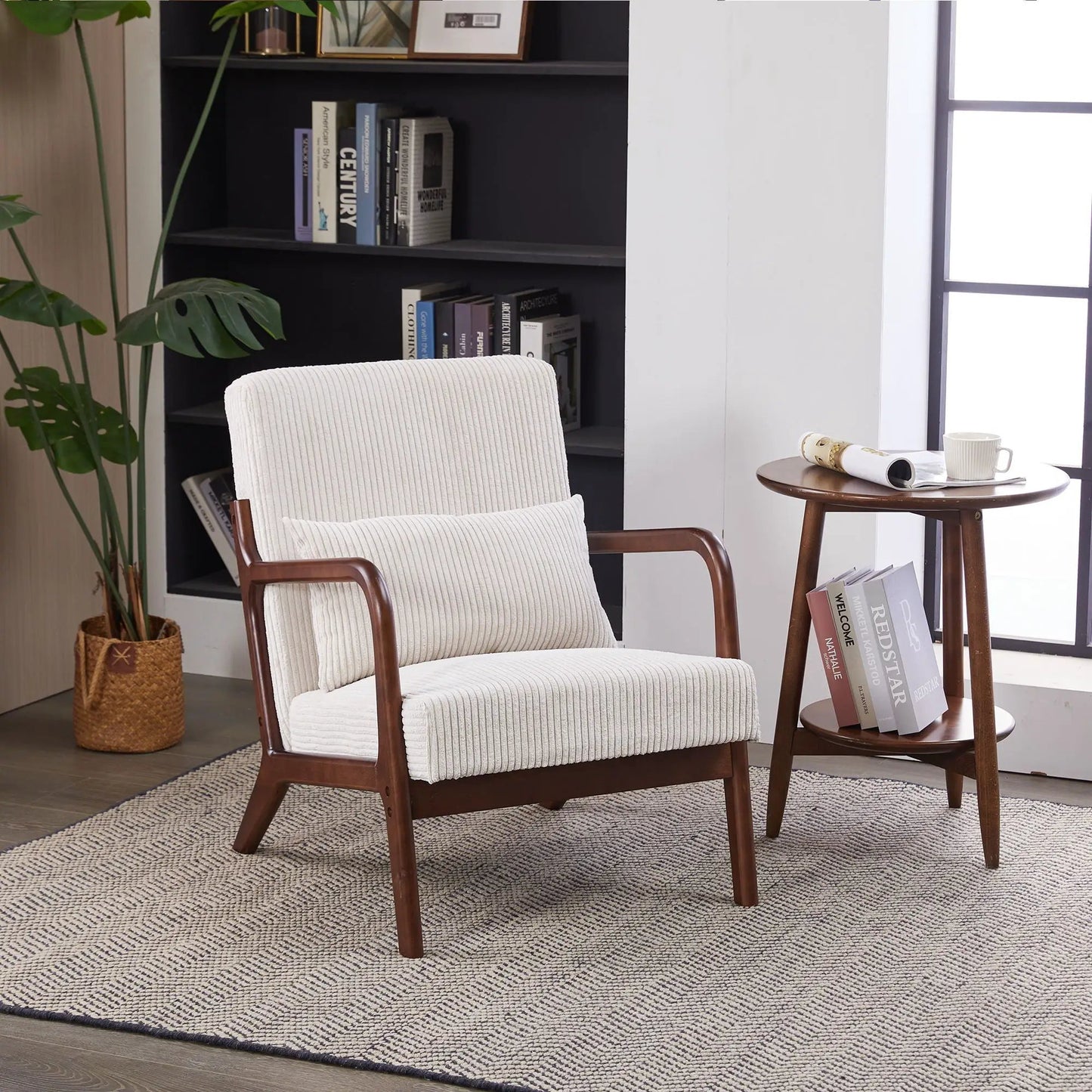 Modern Accent Chair with Pillow and Wood Frame