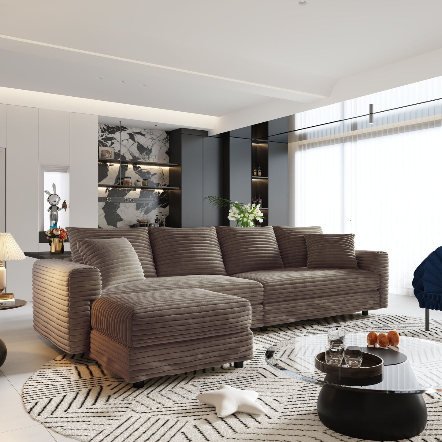 Modern Deep Seat Upholstered Sofa and Couch