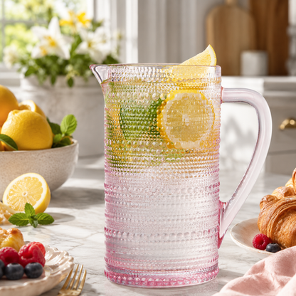 Textured Pink Hobnail Pitcher and Vintage Charm
