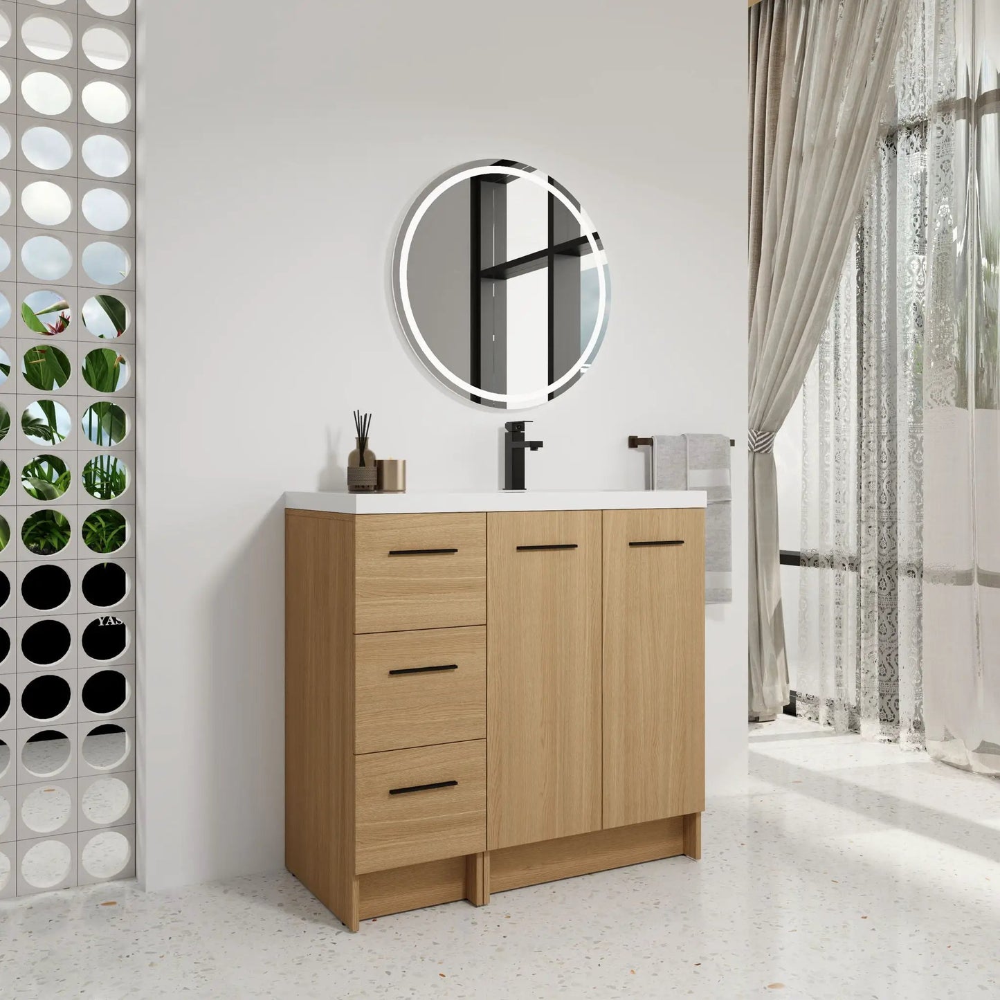 Wall Mounted Floating Vanity Sink and Drawers