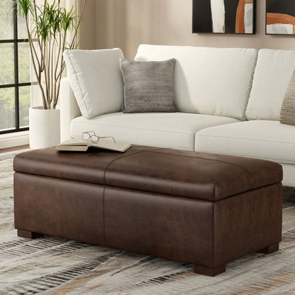 Gabbie Coffee Table Upholstered Storage Ottoman brown leather by Unique Piece Furniture on Tampa Home & Garden Store