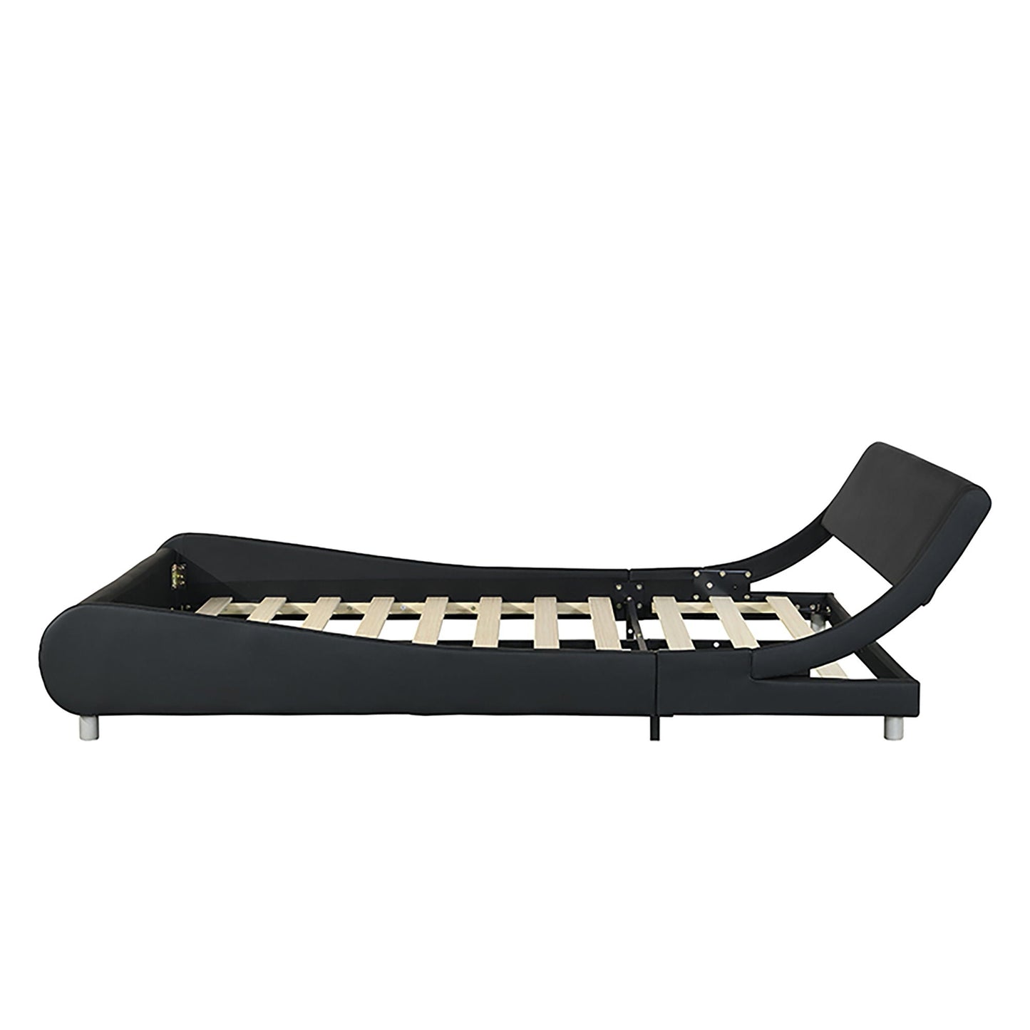 Queen Upholstered Led Bed Frame With Curve Black