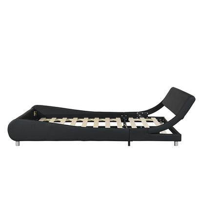 Queen Upholstered Led Bed Frame With Curve Black