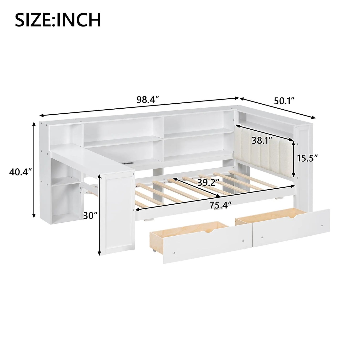 Platform Bed Upholstered Headboard With Drawers