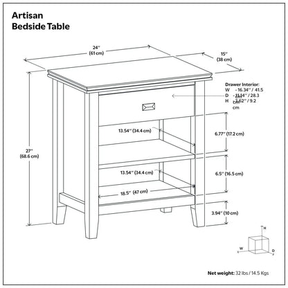 Artisan Handcrafted Bedside Table with Drawer