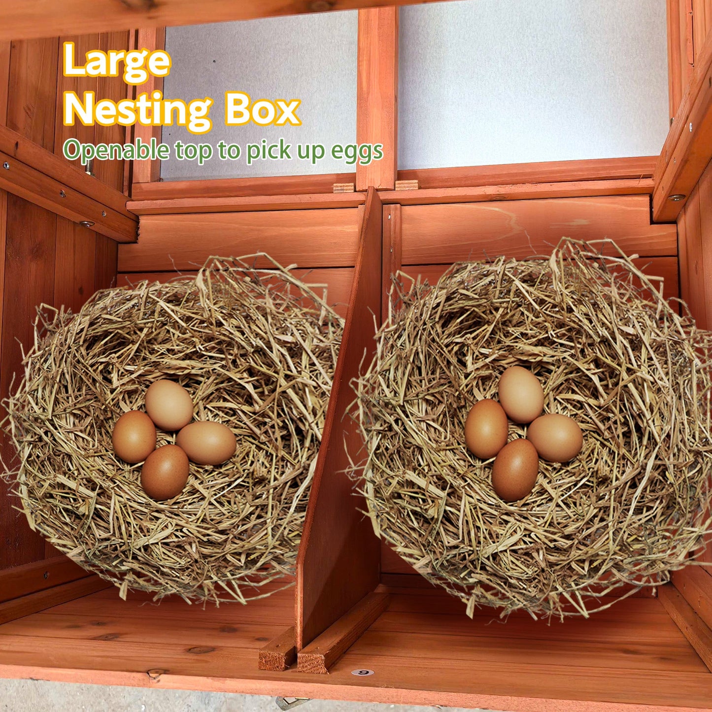 Large Wooden Chicken Coop with 2 Nesting Boxes