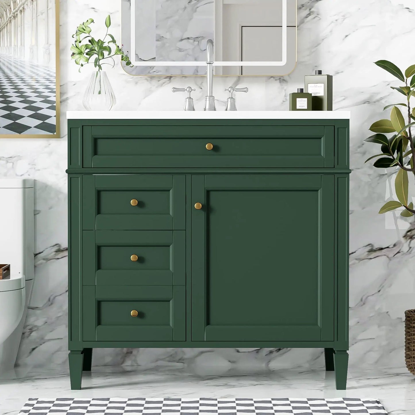 Bathroom Vanity With Top Sink and 2 Drawers