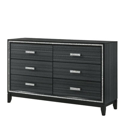 Haiden Dresser with Silver Trim Six Drawers