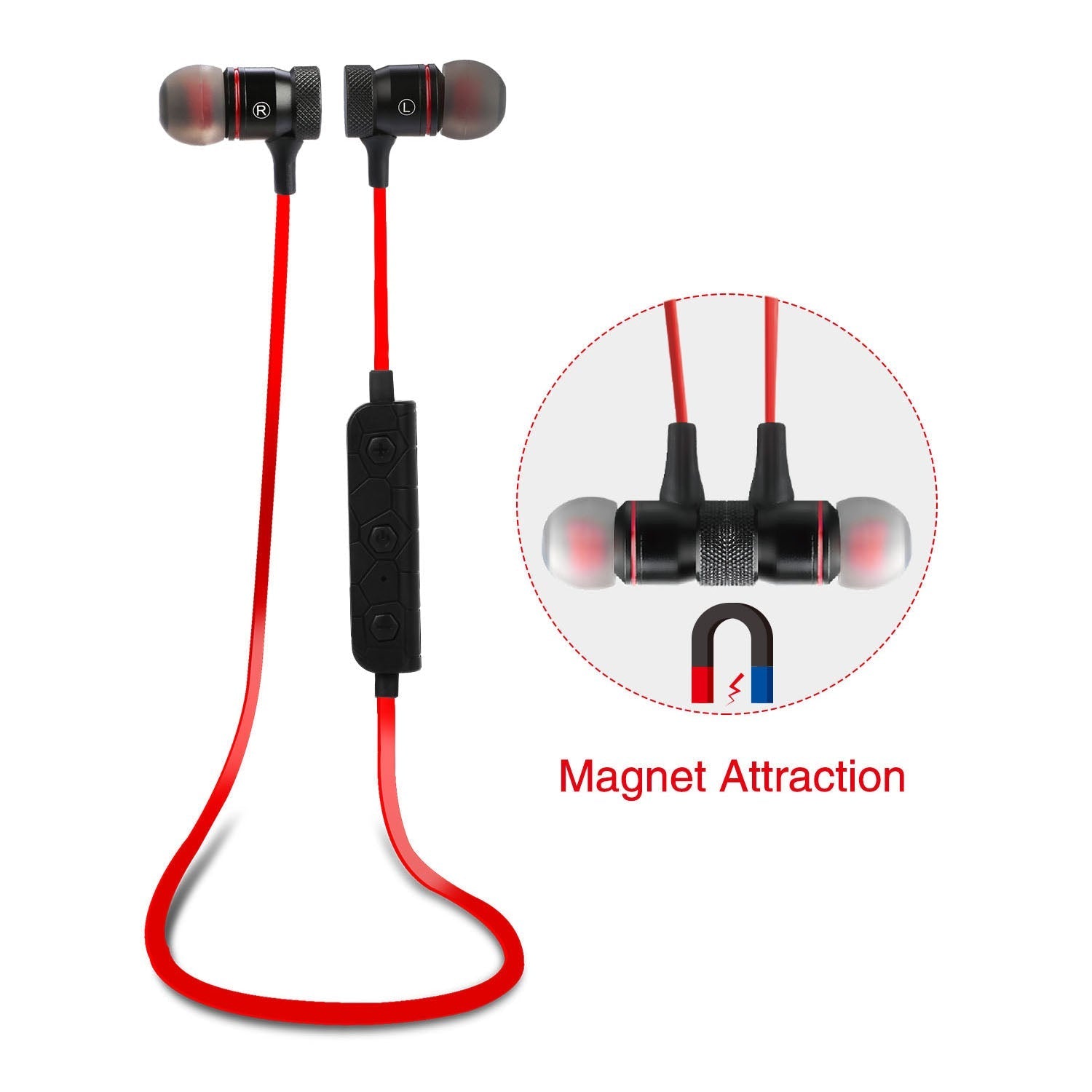 GemGear wireless neckband earbuds with red cable and magnetic in-ear buds on Tampa Home & Garden Store