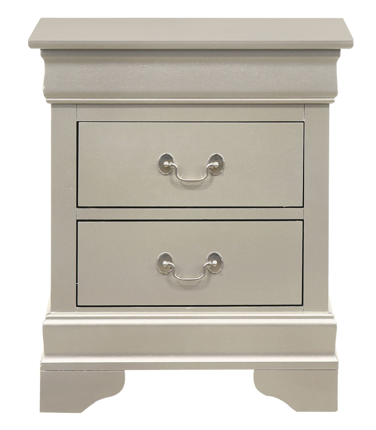 Traditional style accent nightstand HouseOfZazla gray finish with metal ring handles on Tampa Home & Garden Store