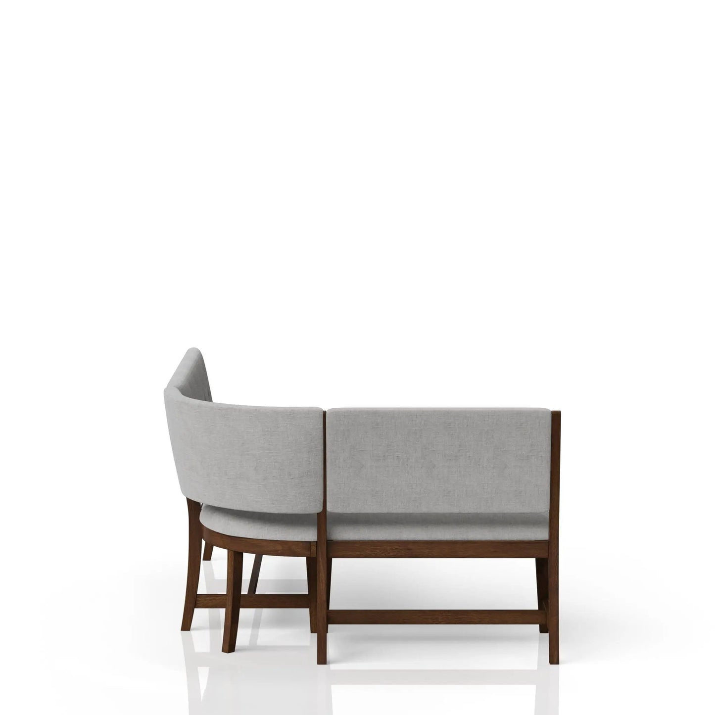 Curved Dining Bench Upholstered Beige Reversible
