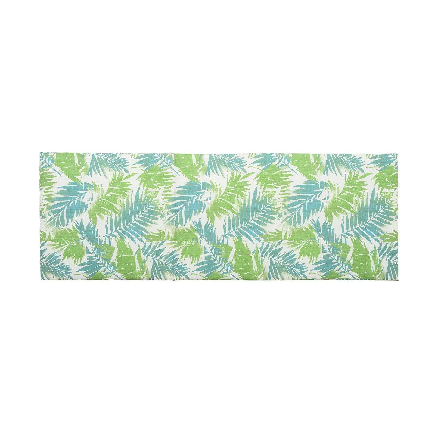 Outdoor chaise lounge cushion palm leaf print in green/blue fabric on Tampa Home & Garden Store