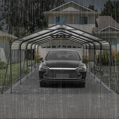 Heavy Duty Galvanized Carport 13x26.5 Ft Gray