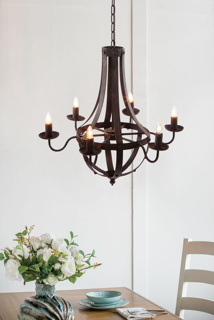 Antique 6 Light Black Iron Chandelier for Home