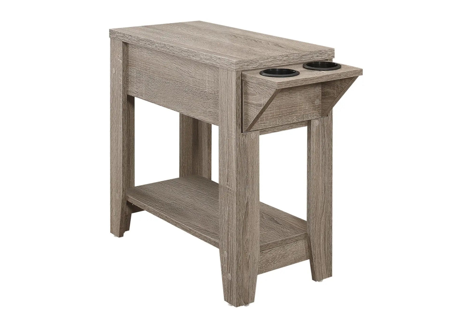 Accent side table with storage, gray wood finish and cup holders by Unique Piece Furniture on Tampa Home & Garden Store