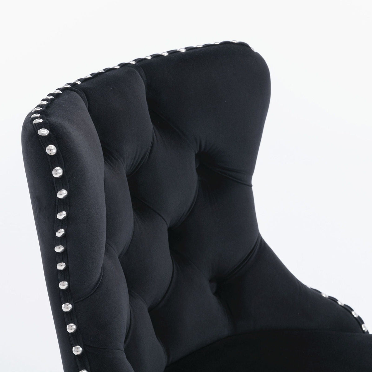 Swivel barstool back in black tufted fabric with silver nailhead trim, set of 2 HouseOfZazla on Tampa Home & Garden Store