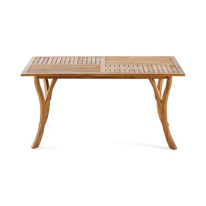 Outdoor Hermosa natural-wood dining table by HouseOfZazla with slatted top and curved legs on Tampa Home & Garden Store