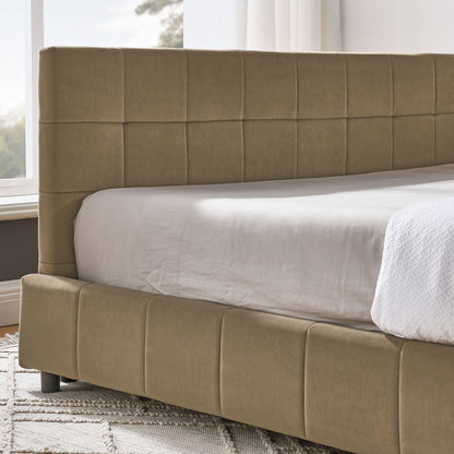 Elegant Upholstered Bed Frame And Armrests