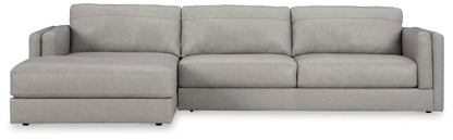 Amiata sectional sofa by Unique Piece Furniture, light gray faux leather with left chaise on Tampa Home & Garden Store