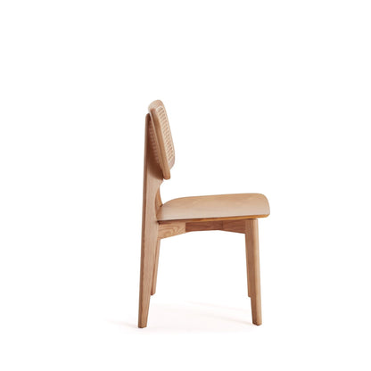 Dining chair with cane backrest and solid wood frame in light brown on Tampa Home & Garden Store
