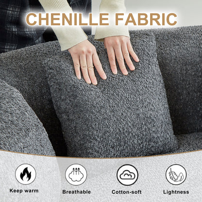 Curved Sectional Sofa in gray chenille fabric by HouseOfZazla, oversized modern design on Tampa Home & Garden Store