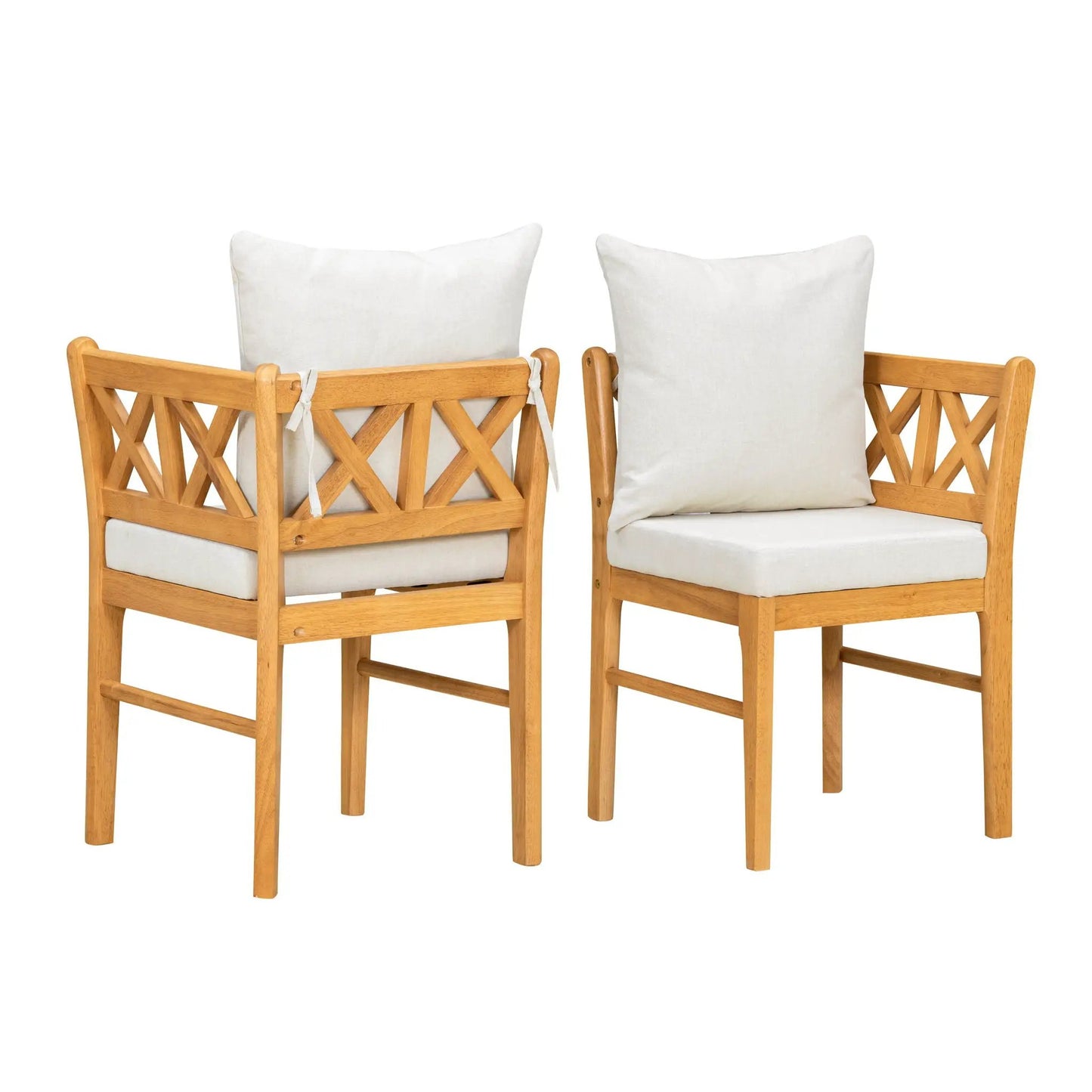 Farmhouse corner chairs set of 2 with handwoven rattan backs and wood legs natural white on Tampa Home & Garden Store