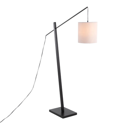 Arturo contemporary floor lamp by HouseOfZazla, black metal frame with beige shade on Tampa Home & Garden Store