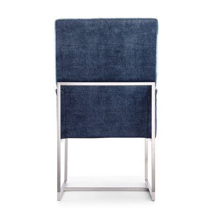 Element Dining Arm Chair blue velvet upholstery with chrome metal frame by HouseOfZazla on Tampa Home & Garden Store