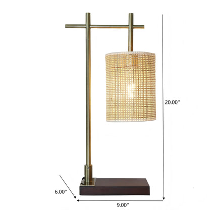 Bedroom table lamp with bronze metal stand and woven beige lampshade by HouseOfZazla on Tampa Home & Garden Store