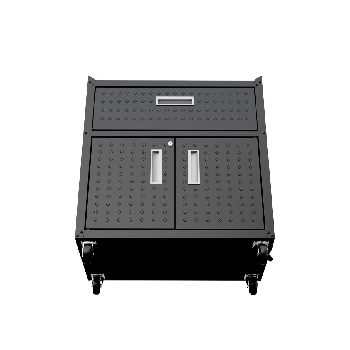 Mobile garage cabinet with locking system by HouseOfZazla, gray steel, casters on Tampa Home & Garden Store