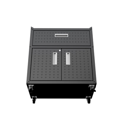 Mobile garage cabinet with locking system by HouseOfZazla, gray steel, casters on Tampa Home & Garden Store