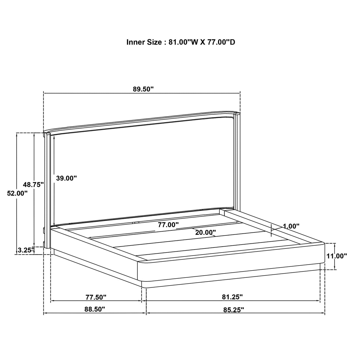 Kimpton Sleek Upholstered Wingback Platform Bed