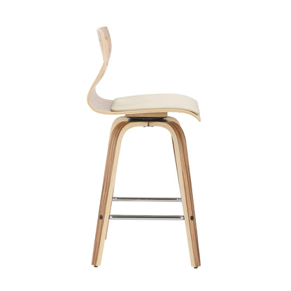Folia mid century counter stool with footrest, beige cushion, wood veneer set of 2 HouseOfZazla on Tampa Home & Garden Store