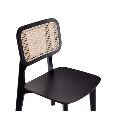 Dining chair with natural cane backrest and black solid wood frame, 1 chair on Tampa Home & Garden Store
