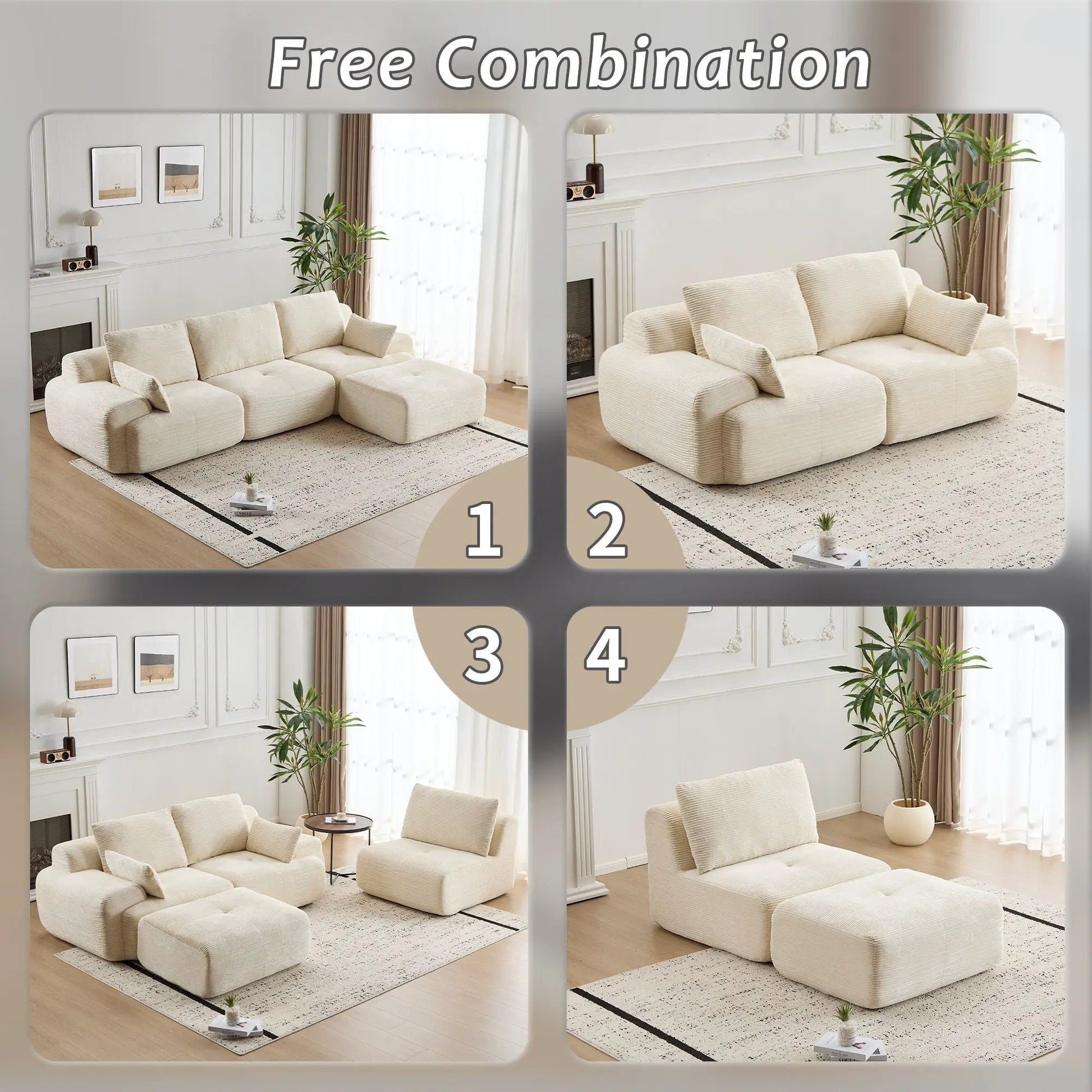 2-Piece living room set: compressed sofa sectional in beige fabric by Unique Piece Furniture on Tampa Home & Garden Store