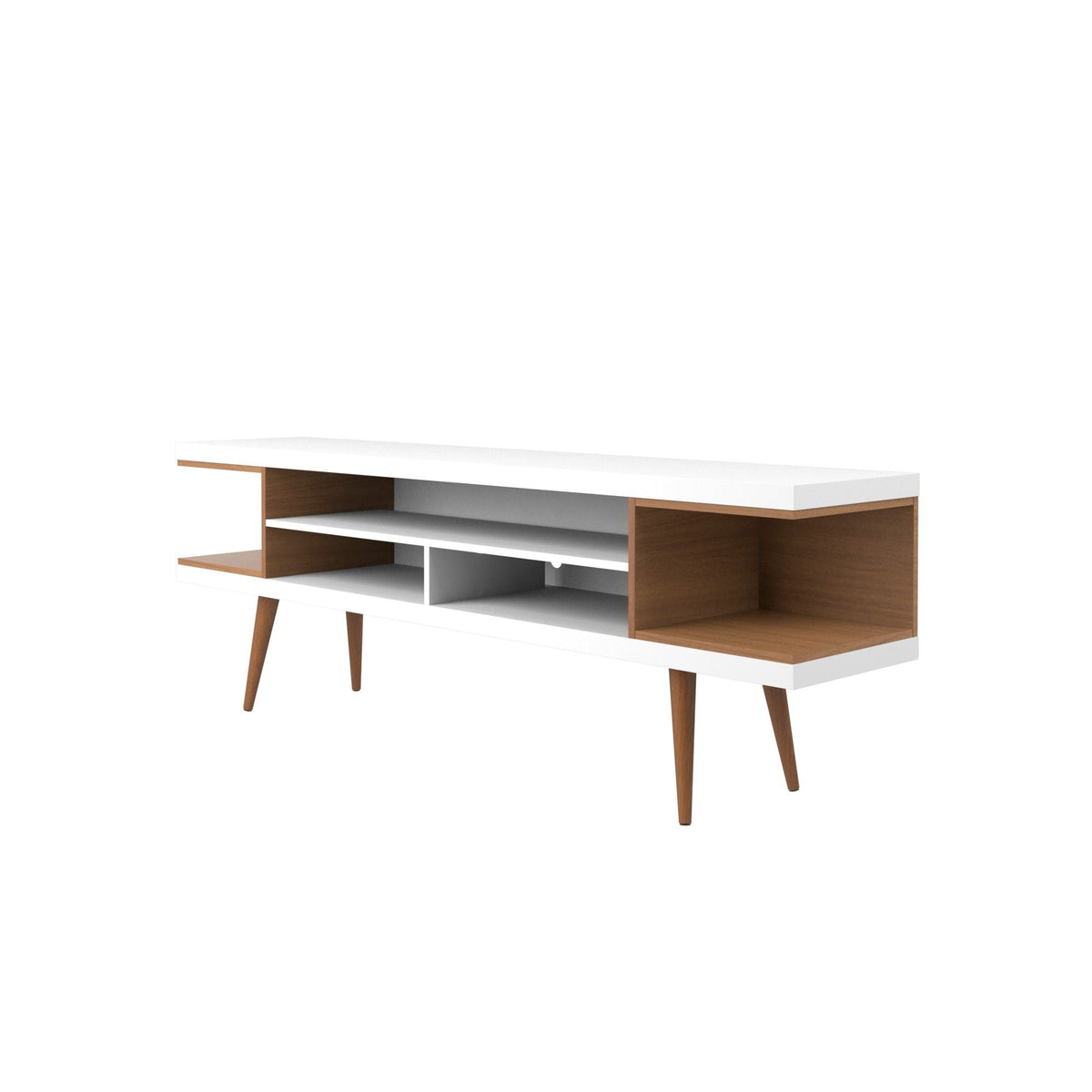 Mid-Century Modern TV Stand white with adjustable storage and wood legs HouseOfZazla on Tampa Home & Garden Store
