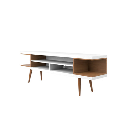 Mid-Century Modern TV Stand white with adjustable storage and wood legs HouseOfZazla on Tampa Home & Garden Store