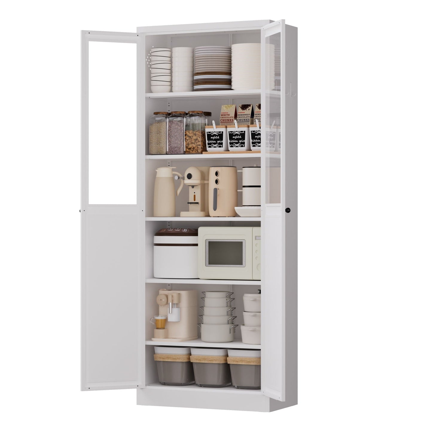 Tall Metal Pantry Cabinet and Adjustable Shelves