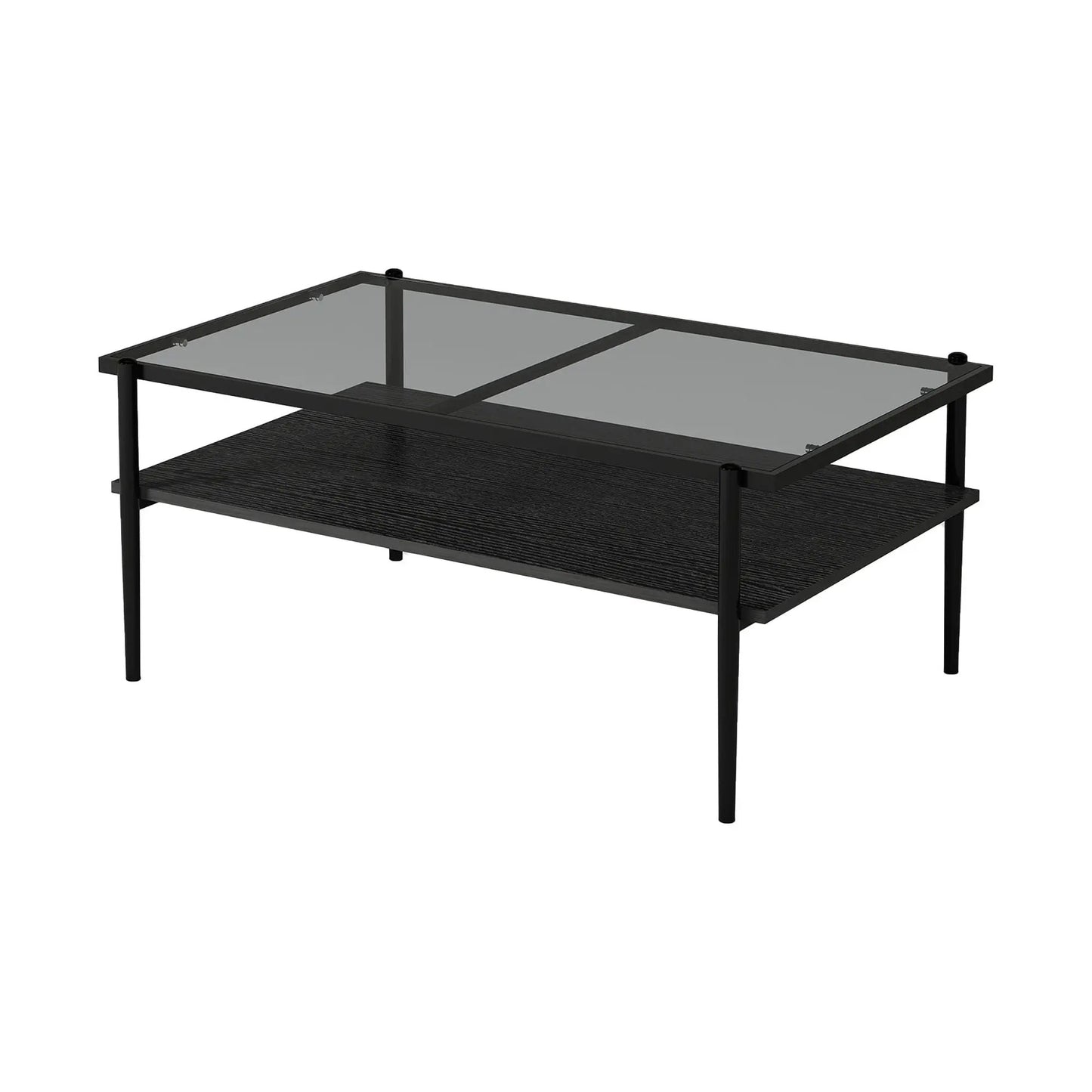 Rectangle coffee table with tempered glass top and black metal legs by Unique Piece Furniture on Tampa Home & Garden Store