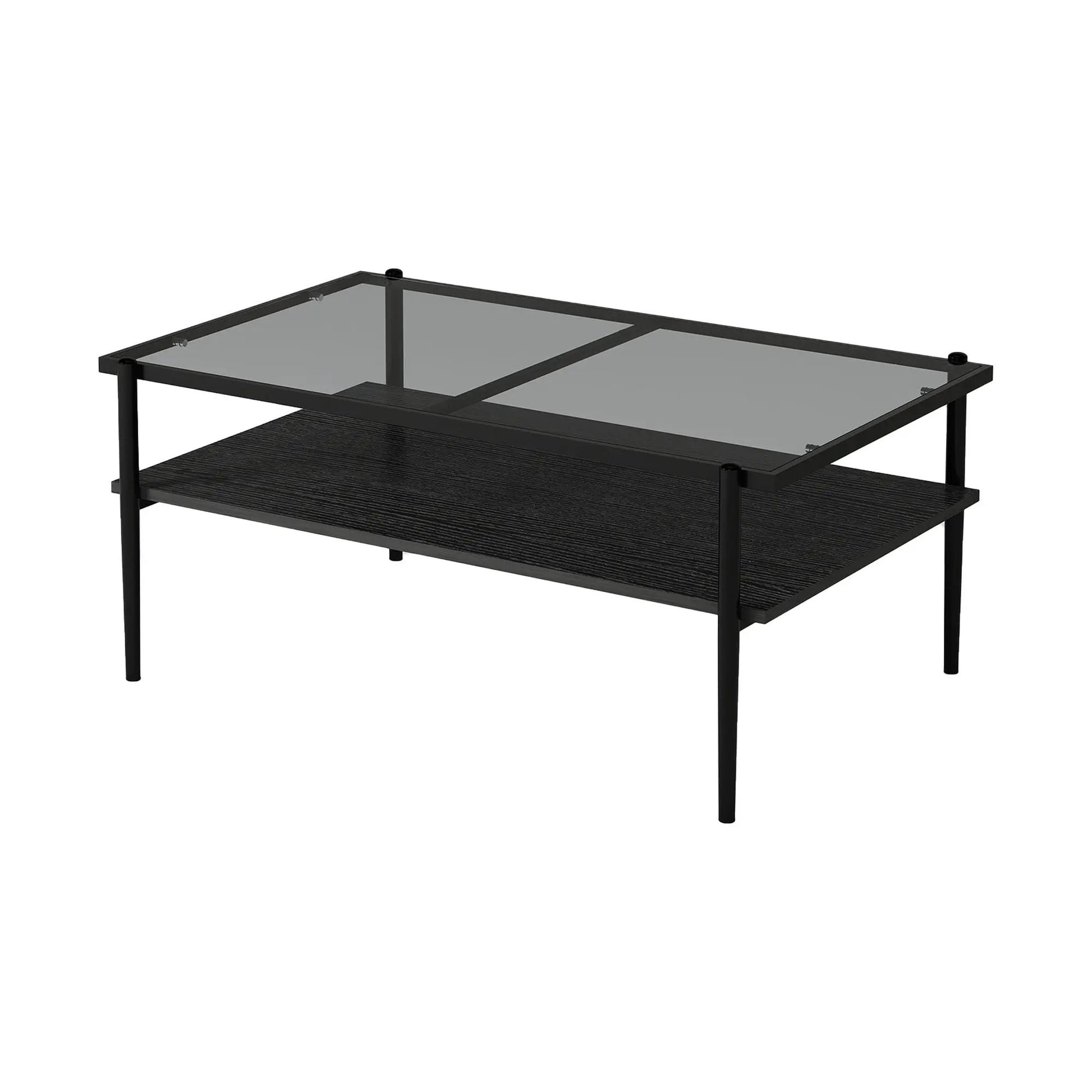 Rectangle coffee table with tempered glass top and black metal legs by Unique Piece Furniture on Tampa Home & Garden Store