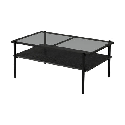 Rectangle coffee table with tempered glass top and black metal legs by Unique Piece Furniture on Tampa Home & Garden Store